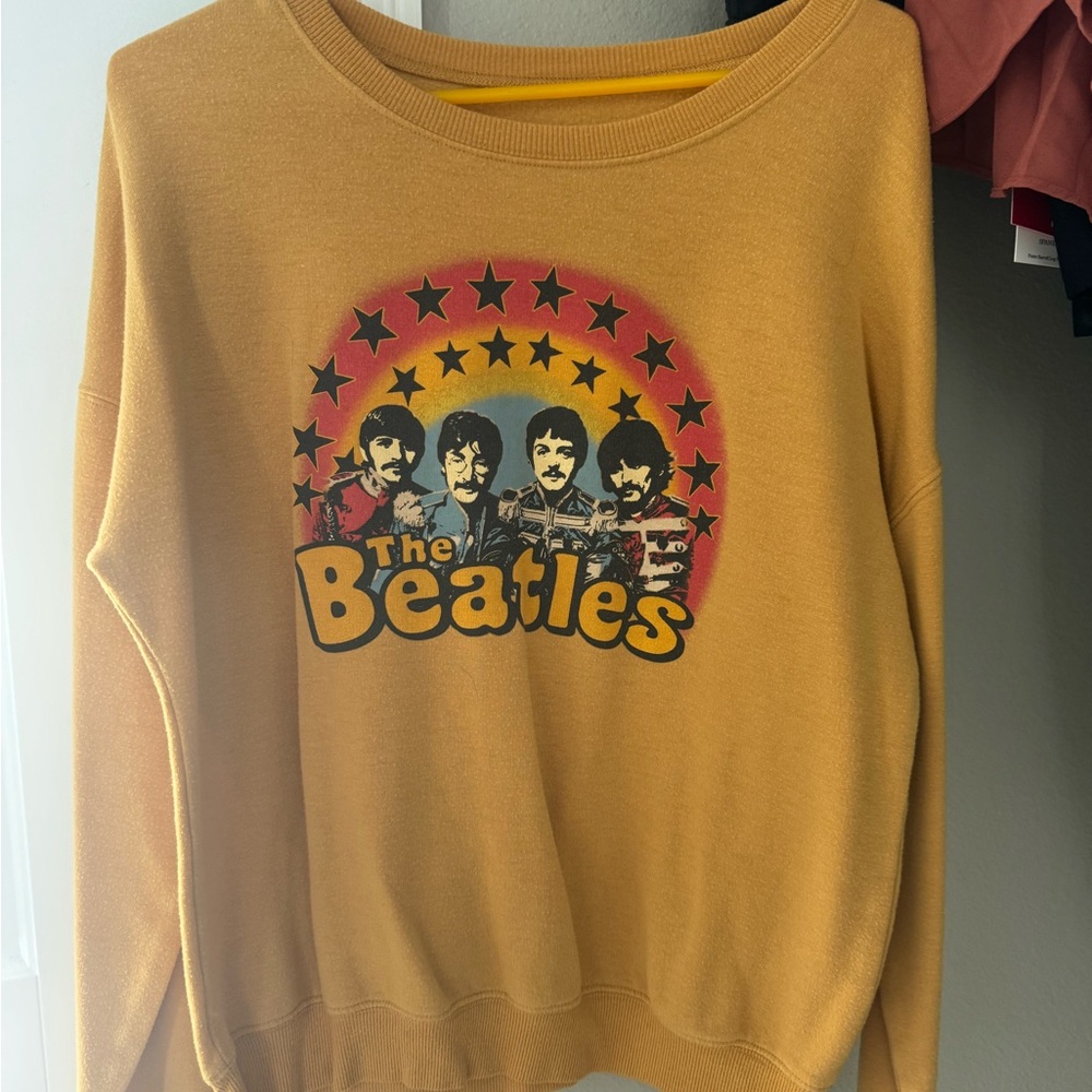 The Beatles Blue Logo on Tan Fabric